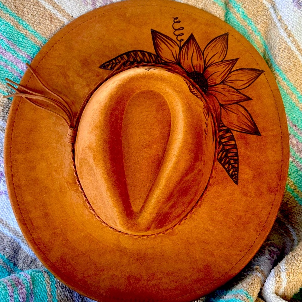 Custom burned boho hat